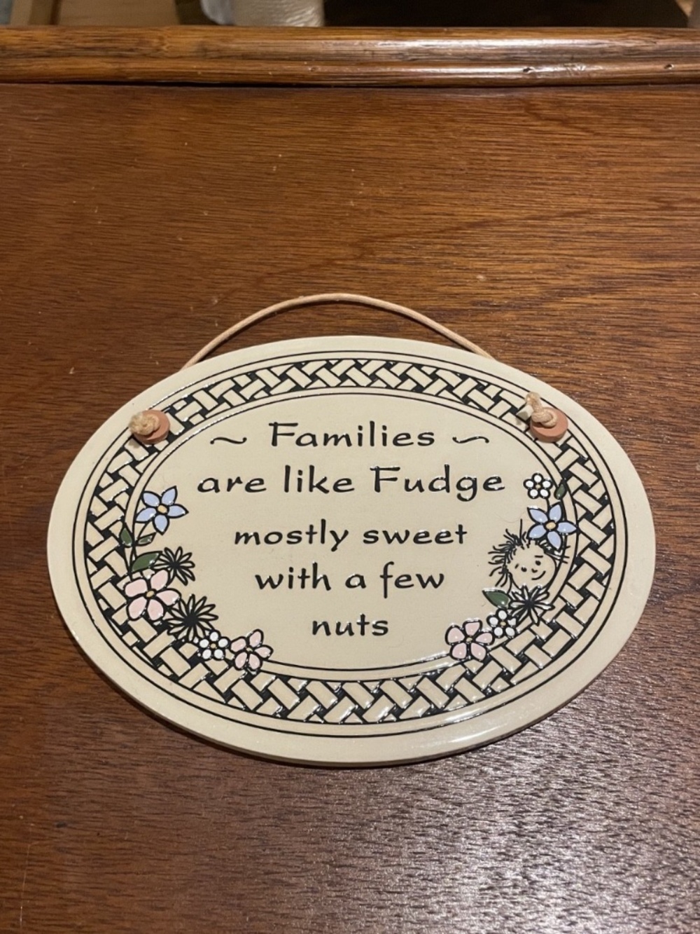 "Families are like Fudge..." Funny Quote Large Plaque Handmade Trinity Pottery